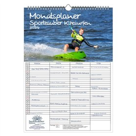 Sportzauber Calendrier familial à 4 colonnes format A3 pour kitesurf surf – Avec 1 calendrier