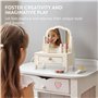 Navaris Coiffeuse Enfant Fille Garcon - Jouet en Bois avec Miroir et Accessoire de Coiffure Faux Maquillage pour Enfants Plus de