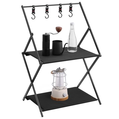Navaris Meuble de Rangement Camping - Etagere Pliable - Montage Simple et Transport Facile - Matériau Aluminium Robuste - 4 Croc