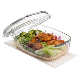 Navaris Plat en Verre avec Couvercle - Cocotte pour le Four - Petit Plat a Four Rectangulaire pour Cuisiner Diverses Recettes -