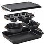 Navaris Set de Patisserie Antiadhésif - Moules à Muffin - Moule a Cake et Gateau en Silicone - Moule et Plat pour Four Rectangul