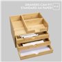 Navaris Organisateur de Bureau - Organiseur Range Document et pour le Rangement de Fournitures - Casier en Bois de Bambou Nature