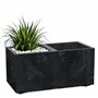 Spetebo Jardinière en plastique - Aspect béton - 2 compartiments sur roulettes - 59 x 29 cm - Bac à fleurs rectangulaire anthrac