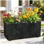 Spetebo Jardinière en plastique - Aspect béton - 2 compartiments sur roulettes - 59 x 29 cm - Bac à fleurs rectangulaire anthrac