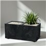 Spetebo Jardinière en plastique - Aspect béton - 2 compartiments sur roulettes - 59 x 29 cm - Bac à fleurs rectangulaire anthrac