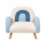 Fauteuil Enfant Arc-en-ciel Pieds en Bois Chaise Rembourrée Bouclé Bleu Ombo