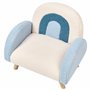 Fauteuil Enfant Arc-en-ciel Pieds en Bois Chaise Rembourrée Bouclé Bleu Ombo