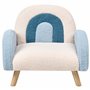 Fauteuil Enfant Arc-en-ciel Pieds en Bois Chaise Rembourrée Bouclé Bleu Ombo