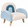 Fauteuil Enfant Arc-en-ciel Pieds en Bois Chaise Rembourrée Bouclé Bleu Ombo