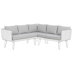 Set de Housses de Coussins d'Extérieur en Tissu pour Canapé de Jardin Siège et Dossier Gris Alcamo