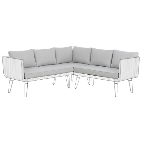 Set de Housses de Coussins d'Extérieur en Tissu pour Canapé de Jardin Siège et Dossier Gris Alcamo