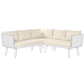 Set de Housses de Coussins d'Extérieur en Tissu pour Canapé de Jardin Siège et Dossier Beige Clair Alcamo