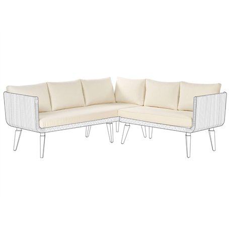 Set de Housses de Coussins d'Extérieur en Tissu pour Canapé de Jardin Siège et Dossier Beige Clair Alcamo