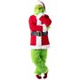 NSASL Déguisement Père Noël Costume de Noël for Adulte Hommes Grinch Green avec Masque 7PCS Deluxe Santa Costume Set