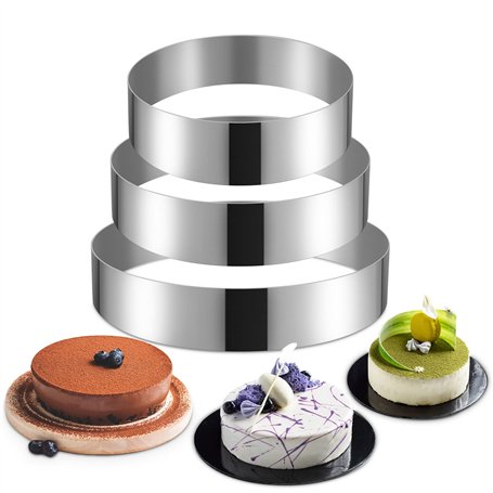 Domeilleur 3 pcs Cercle a Patisserie 20 23 26 cm