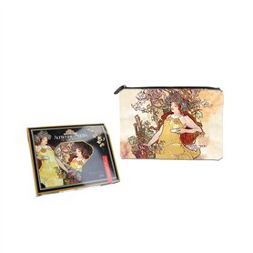 Carmani Sac de maquillage pour femme avec Alphonse Mucha quatre saisons automne
