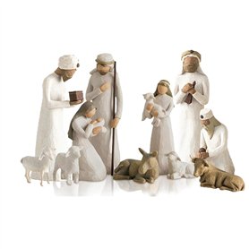Ensemble de crèche de Noël avec figurines de saule