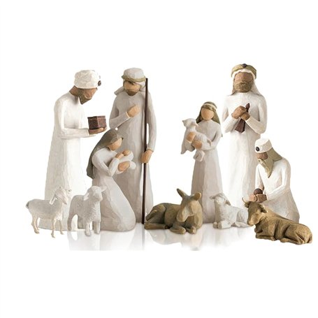 Ensemble de crèche de Noël avec figurines de saule