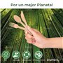 Ensemble de couverts en bambou 100% biodégradables & 30 cuillères + 60 couteaux + 60 fourchettes. Alternative écologique aux cou