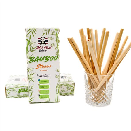 Lot de 100 pailles écologiques en bambou 100 % biodégradables et durables MaiPhai-Straw