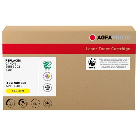 AgfaPhoto APTC718YE approprié pour Canon LBP7200 Toner jaune compatible aussi 2659B002/ 718Y 3400 côtés