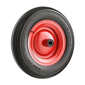 Wiltec Roue complète 4.00-8 pour Diable – 400 x 400 x 100 mm – Avec Chambre à air et Jante – Valve droite – capacité de charge m