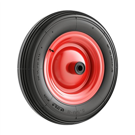 Wiltec Roue complète 4.00-8 pour Diable – 400 x 400 x 100 mm – Avec Chambre à air et Jante – Valve droite – capacité de charge m