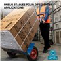 Wiltec Roue complète 4.00-8 pour Diable – 400 x 400 x 100 mm – Avec Chambre à air et Jante – Valve droite – capacité de charge m