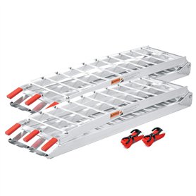 Wiltec Lot de 2X Rampe de Chargement Pliable 2260 x 305 mm – capacité de Charge Max. 680 kg – Profil à tiges – en Aluminium – Ra