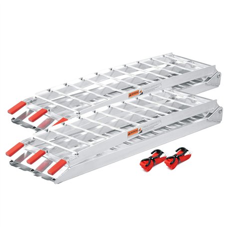 Wiltec Lot de 2X Rampe de Chargement Pliable 2260 x 305 mm – capacité de Charge Max. 680 kg – Profil à tiges – en Aluminium – Ra
