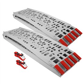 Wiltec Lot de 2X Rampe de Chargement Pliable 2260 x 295 mm – capacité de Charge Max. 820 kg – Profil à Trous – en Aluminium – Ra