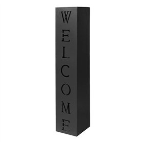 WilTec Colonne pour Plantes Design – 100 x 20 x 20 cm – Couleur Noire – avec Motif Welcome – Pot de Fleur pour Décoration Jardin