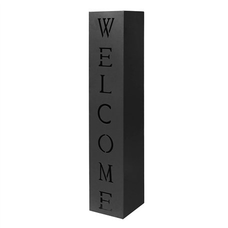 WilTec Colonne pour Plantes Design – 100 x 20 x 20 cm – Couleur Noire – avec Motif Welcome – Pot de Fleur pour Décoration Jardin