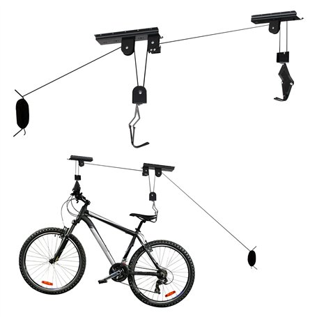 WilTec Support Ascenseur Vélo 20 kg Porte- Bicyclette Rangement Garage Stockage Plafond Élévateur