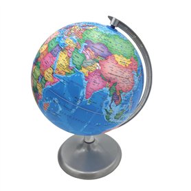 BURI Globe terrestre LED avec éclairage USB - Globe terrestre avec 4 LED et lumière blanche neutre - Diamètre : 19 cm - Hauteur