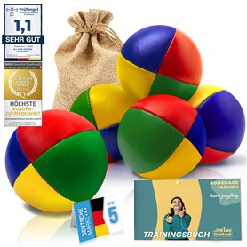 Balles de jonglage en Set de 5 ; Set de balles de jonglage Professionnel dans Un Sac en Jute ; balles de jonglage Souples pour d