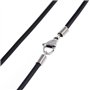 DonDon Collier Homme Cuir 50cm avec Pendentif Serpent Acier Inoxydable avec Pierre Blanche Bijoux - Livraison dans une pochette 