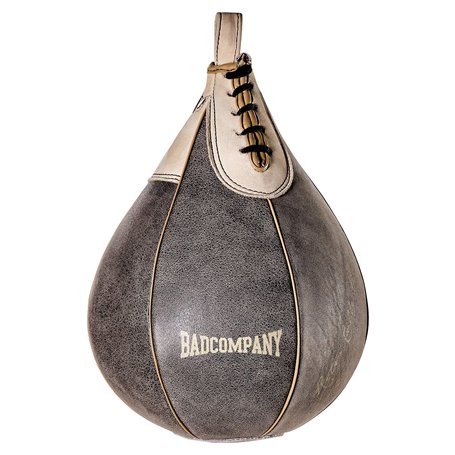 Bad Company Sac de frappe rétro en cuir de vachette - Taille moyenne - Ballon de frappe suspendu