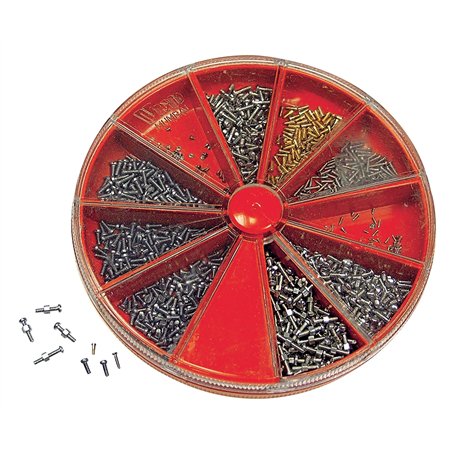 SELVA Environ 1 000 vis à tête fendue dans une boîte à compartiments. Assortiment de vis à tête plate de M 0
