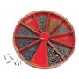 SELVA Environ 1 000 vis à tête fendue dans une boîte à compartiments. Assortiment de vis à tête plate de M 0