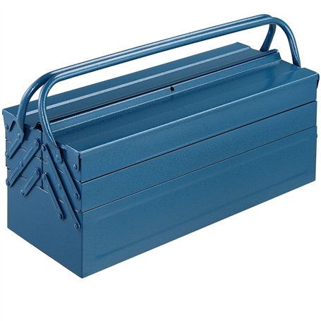 Boîte à outils vide bleu grand 5 compartiments caisse à outils mallette à outils coffre de rangement outillage 53x20x20cm garage