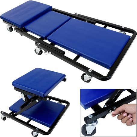 Deuba® Chariot de Visite mécanicien 150kg 6 roulettes rotatifs 360° Planche a roulettes Pliable Tabouret Atelier Garage Chariot