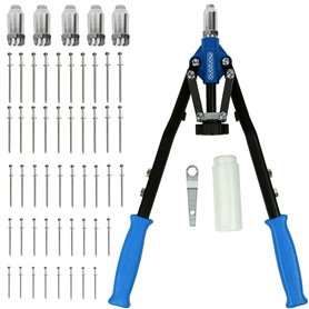Pince à riveter en aluminium et acier avec 5 embouts et 75 rivets