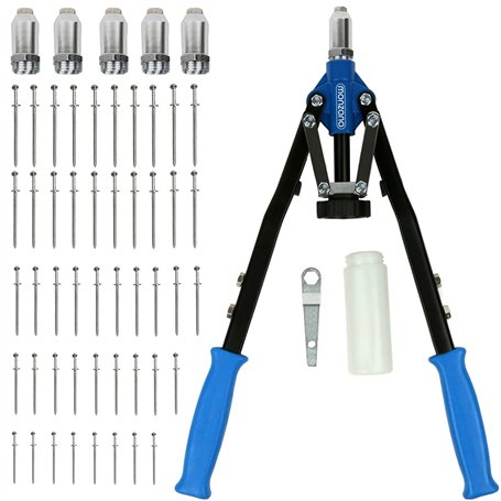 Pince à riveter en aluminium et acier avec 5 embouts et 75 rivets