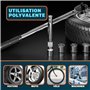 Monzana® Clé dynamométrique 1/2' 6 pcs 40-210Nm TÜV Süd GS CvV 3 embouts extension valise de rangement clé de serrage voiture mo