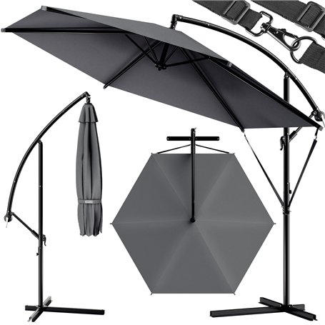 Kingsleeve® Parasol déporté Ø 330 cm inclinable anthracite Parasol en aluminium avec manivelle Protection solaire jardin