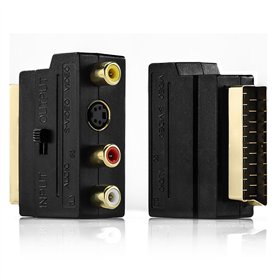 deleyCON Adaptateur Péritel vers 3X RCA in Out + Adaptateur S-Vidéo S-VHS AV Audio Vidéo