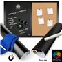 OfficeTree Tableau Mixte 60x40cm - Tableau Magnétique Ardoise Noir et Liège avec Accessoires - Tableau Ardoise Murale Cuisine - 