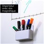 OfficeTree Porte Crayon Magnétique avec 8x Feutres Tableau Blanc - Porte-Crayons Magnétique Accessoire Tableau Blanc - Rangement