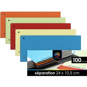 OfficeTree 100 x Séparateur Classeur Coloré - Intercalaire Carton 180 g/m² Perforés - Parfait pour les Onglets de Classement des